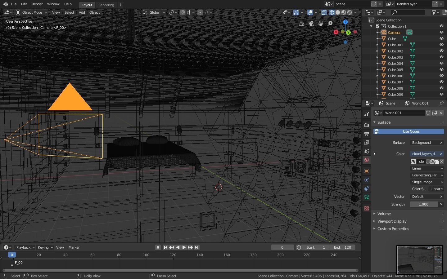 Interior bedroom with bed and dresser Low-poly 3D model_5