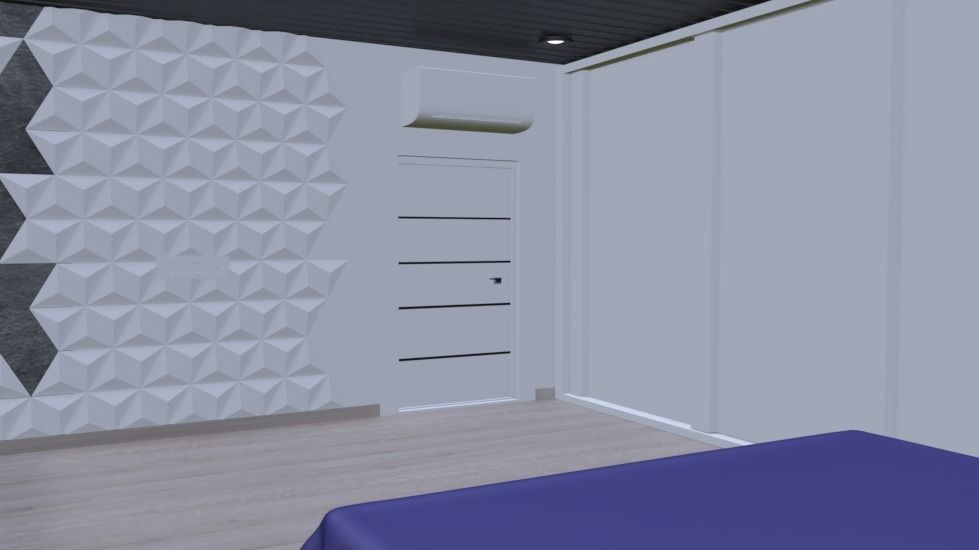Interior bedroom with bed and dresser Low-poly 3D model_3