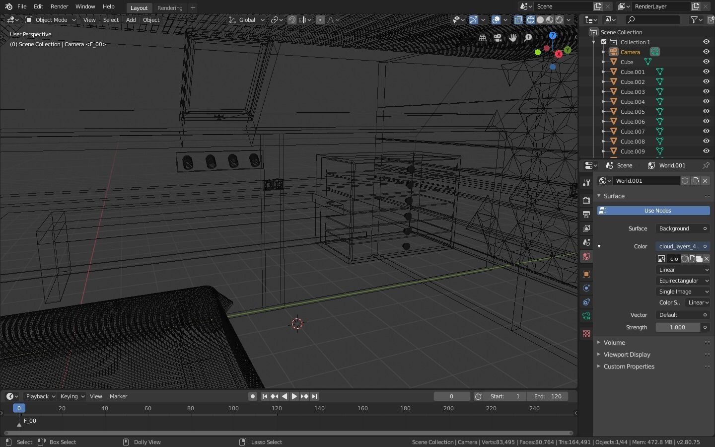 Interior bedroom with bed and dresser Low-poly 3D model_6