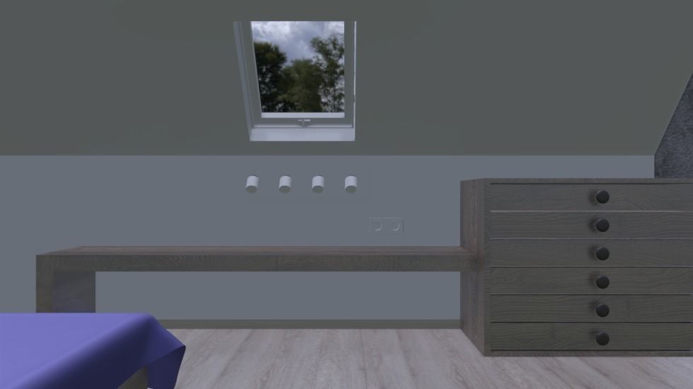 Interior bedroom with bed and dresser Low-poly 3D model_4