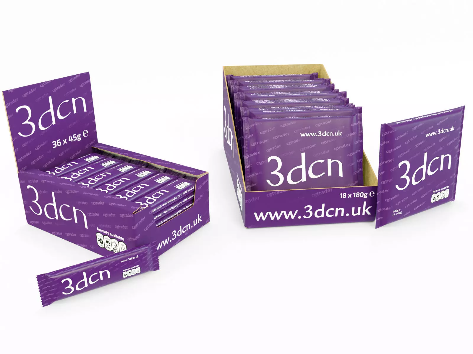 Candy bars with shelf ready display trays Dairy Milk 3D model_0
