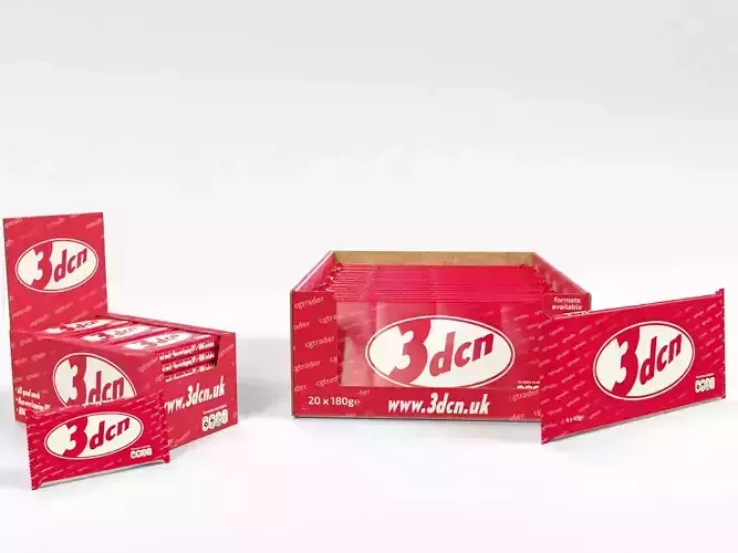 Candy bars with shelf ready display trays kit kat 3D model