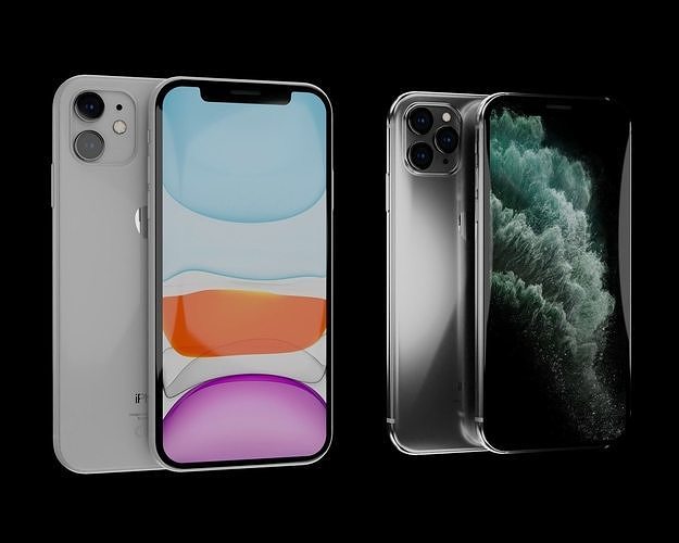 iPhone 11 and 11 Pro 3D model