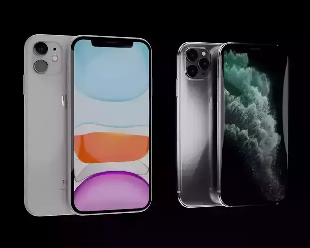 iPhone 11 and 11 Pro 3D model