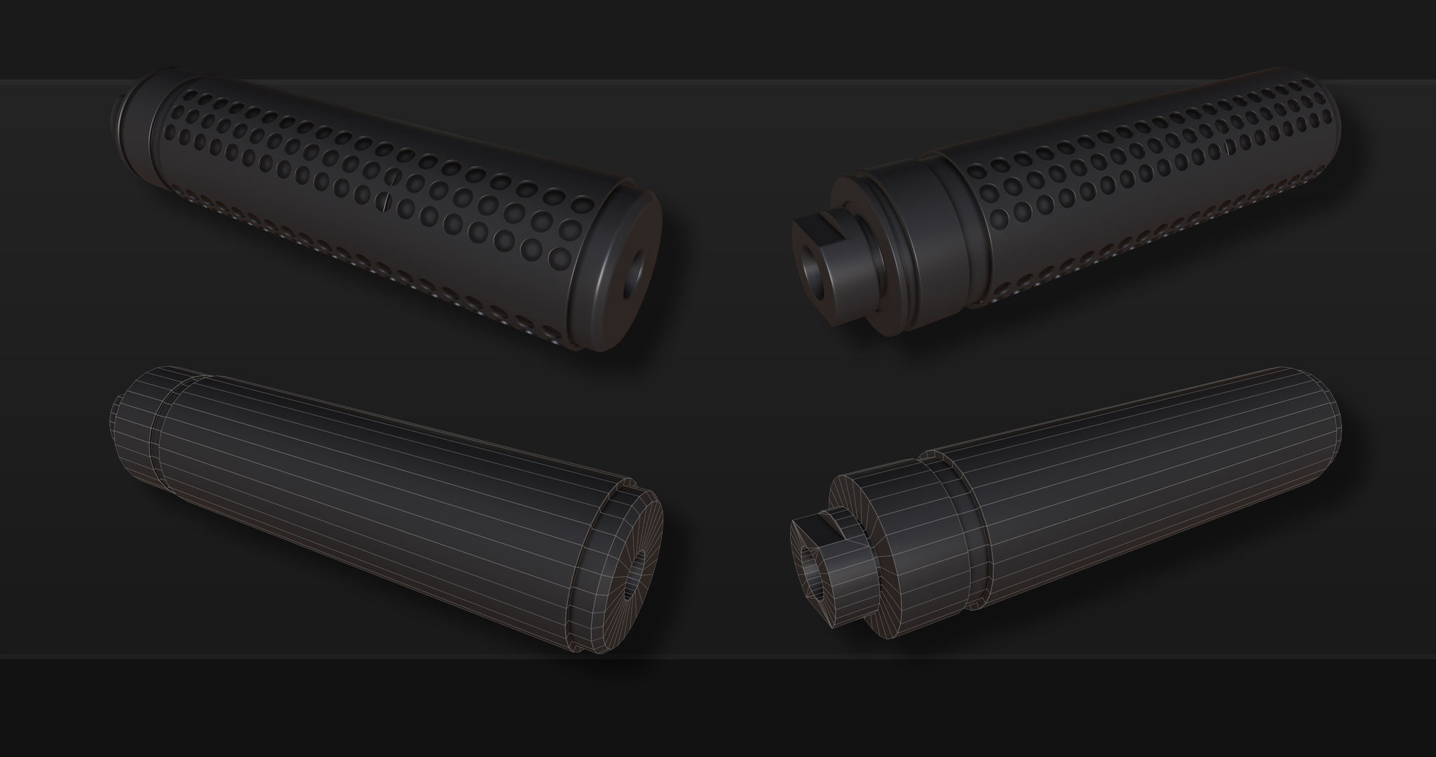 3D Kitbash Silencer Set- Volume 1 Low-poly 3D model_3