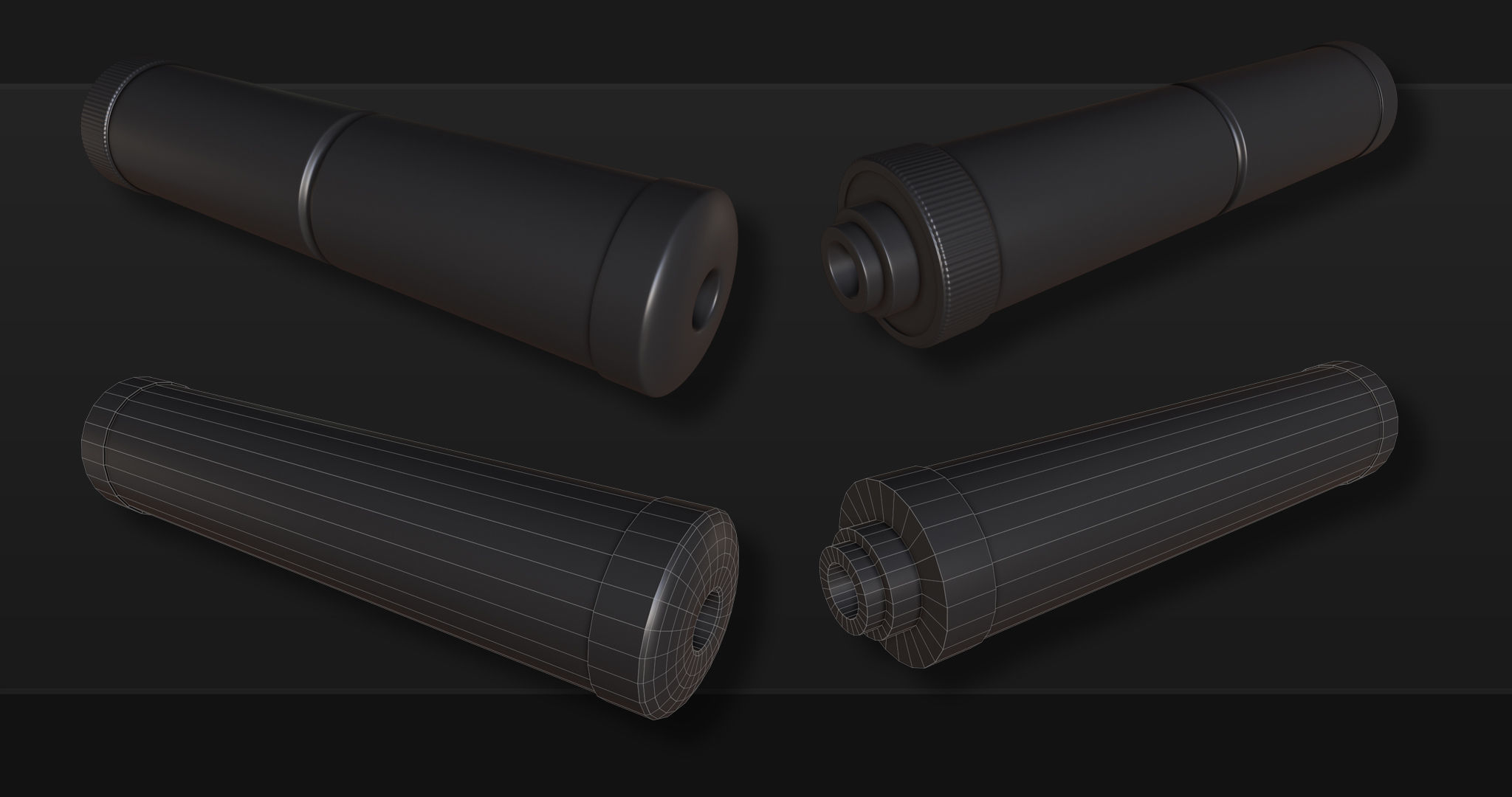 3D Kitbash Silencer Set- Volume 1 Low-poly 3D model_1