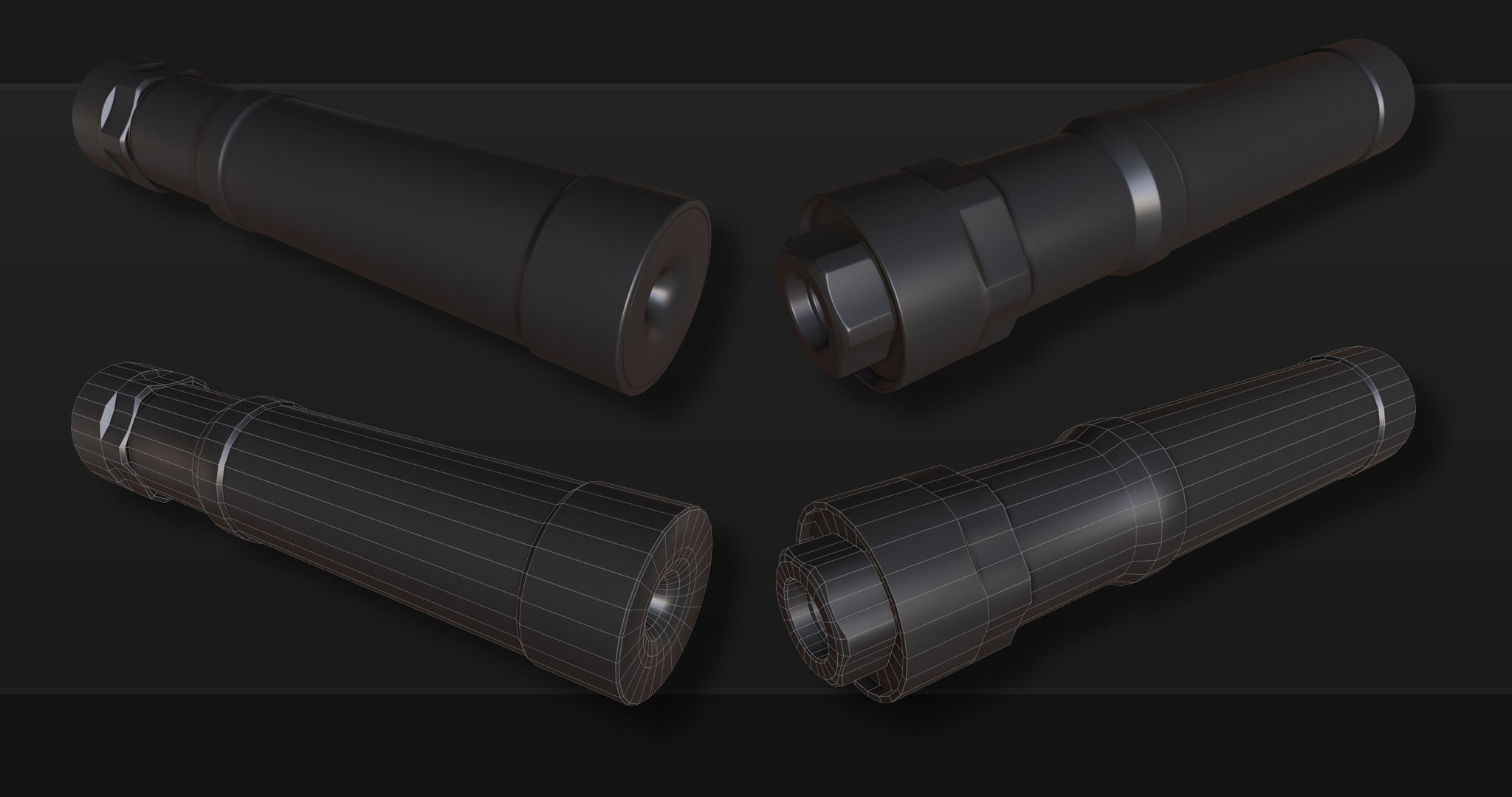 3D Kitbash Silencer Set- Volume 1 Low-poly 3D model_15