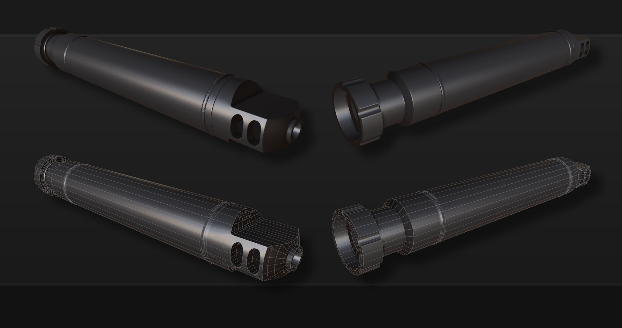 3D Kitbash Silencer Set- Volume 1 Low-poly 3D model_11