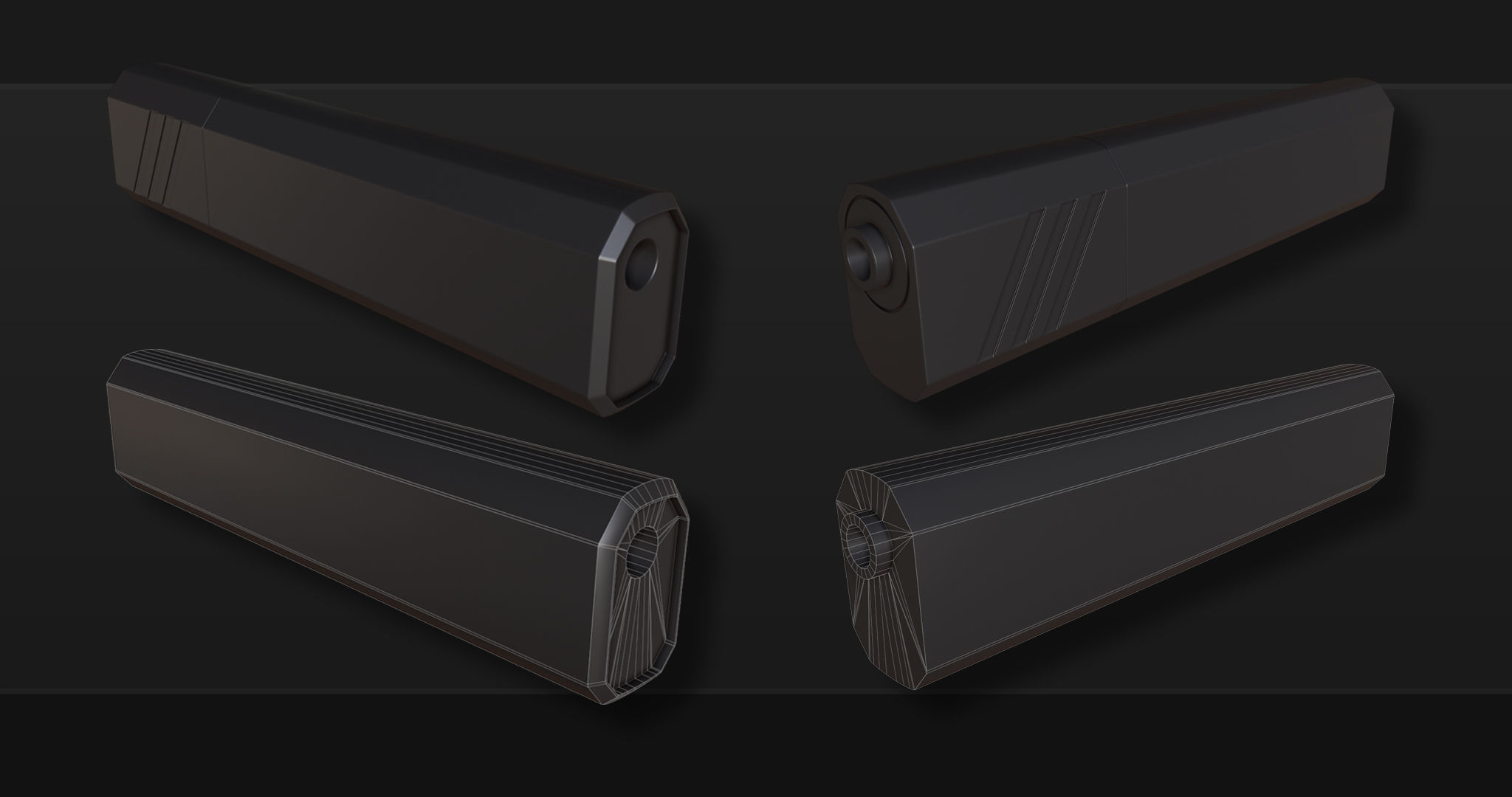 3D Kitbash Silencer Set- Volume 1 Low-poly 3D model_6