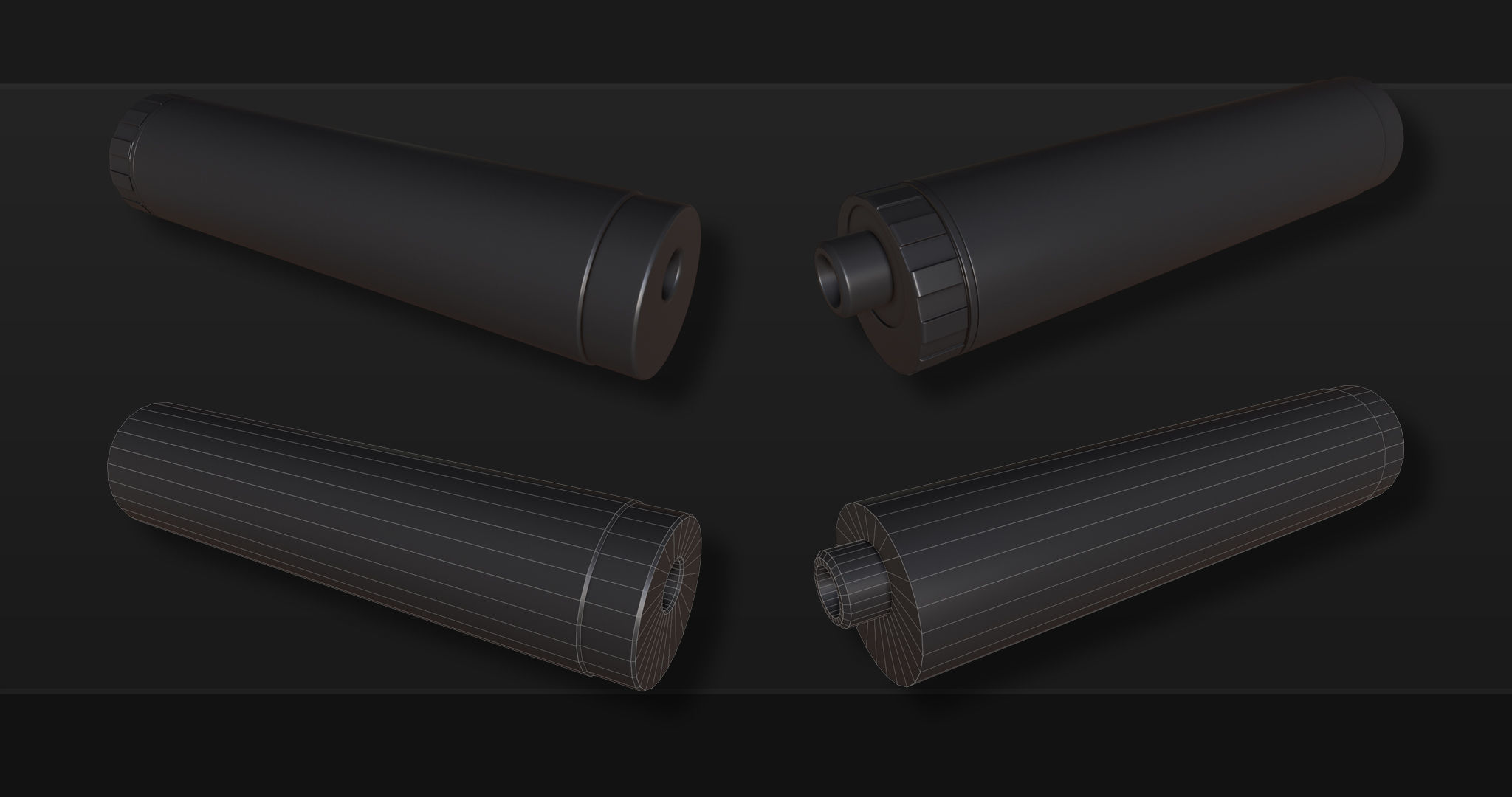 3D Kitbash Silencer Set- Volume 1 Low-poly 3D model_2