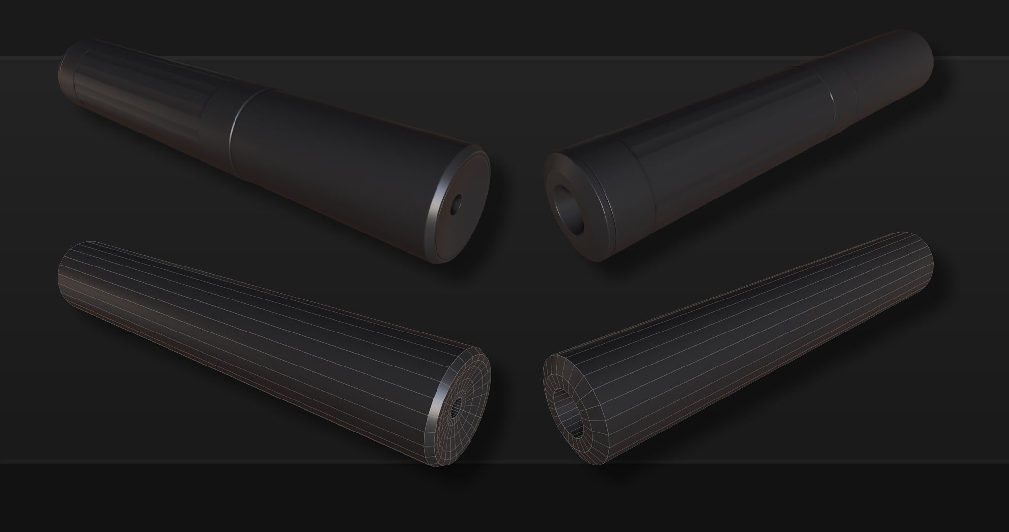 3D Kitbash Silencer Set- Volume 1 Low-poly 3D model_14