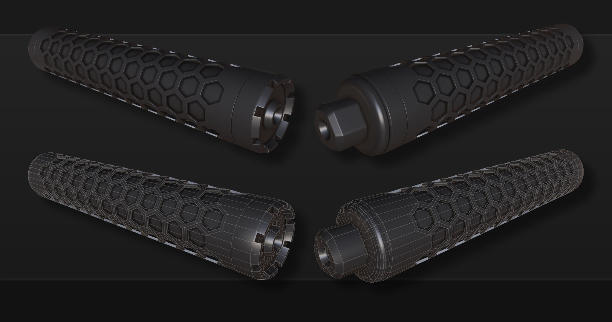 3D Kitbash Silencer Set- Volume 1 Low-poly 3D model_8