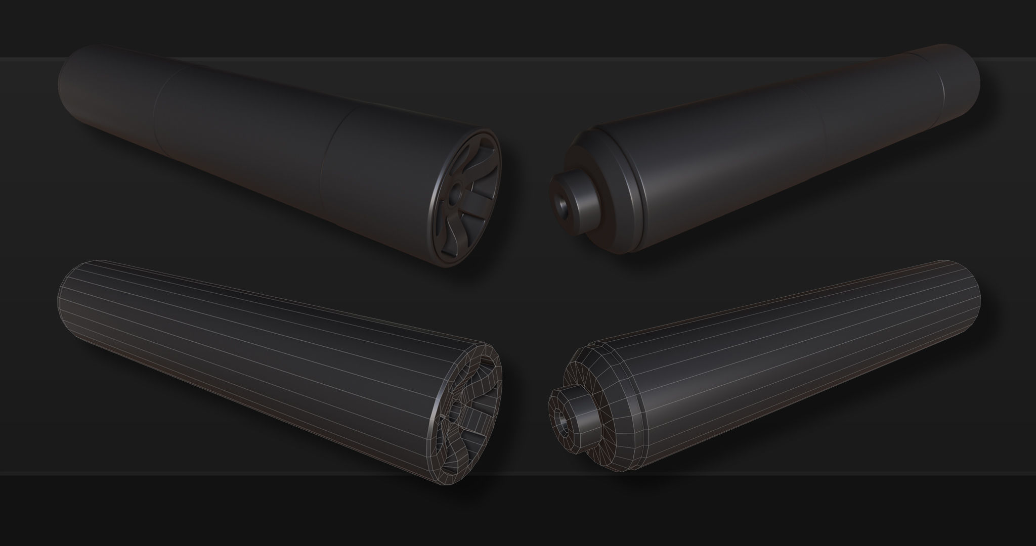 3D Kitbash Silencer Set- Volume 1 Low-poly 3D model_7