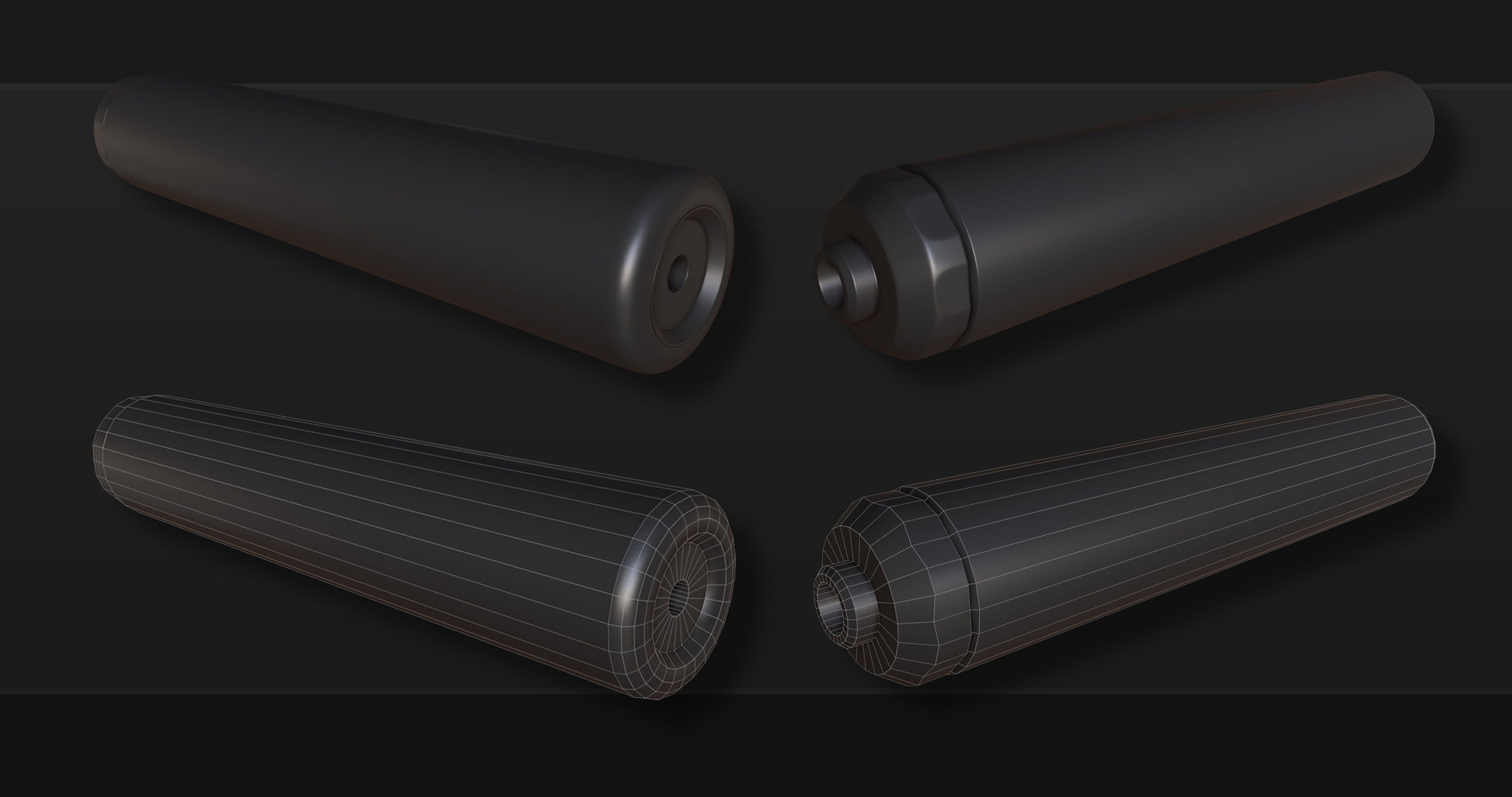 3D Kitbash Silencer Set- Volume 1 Low-poly 3D model_9