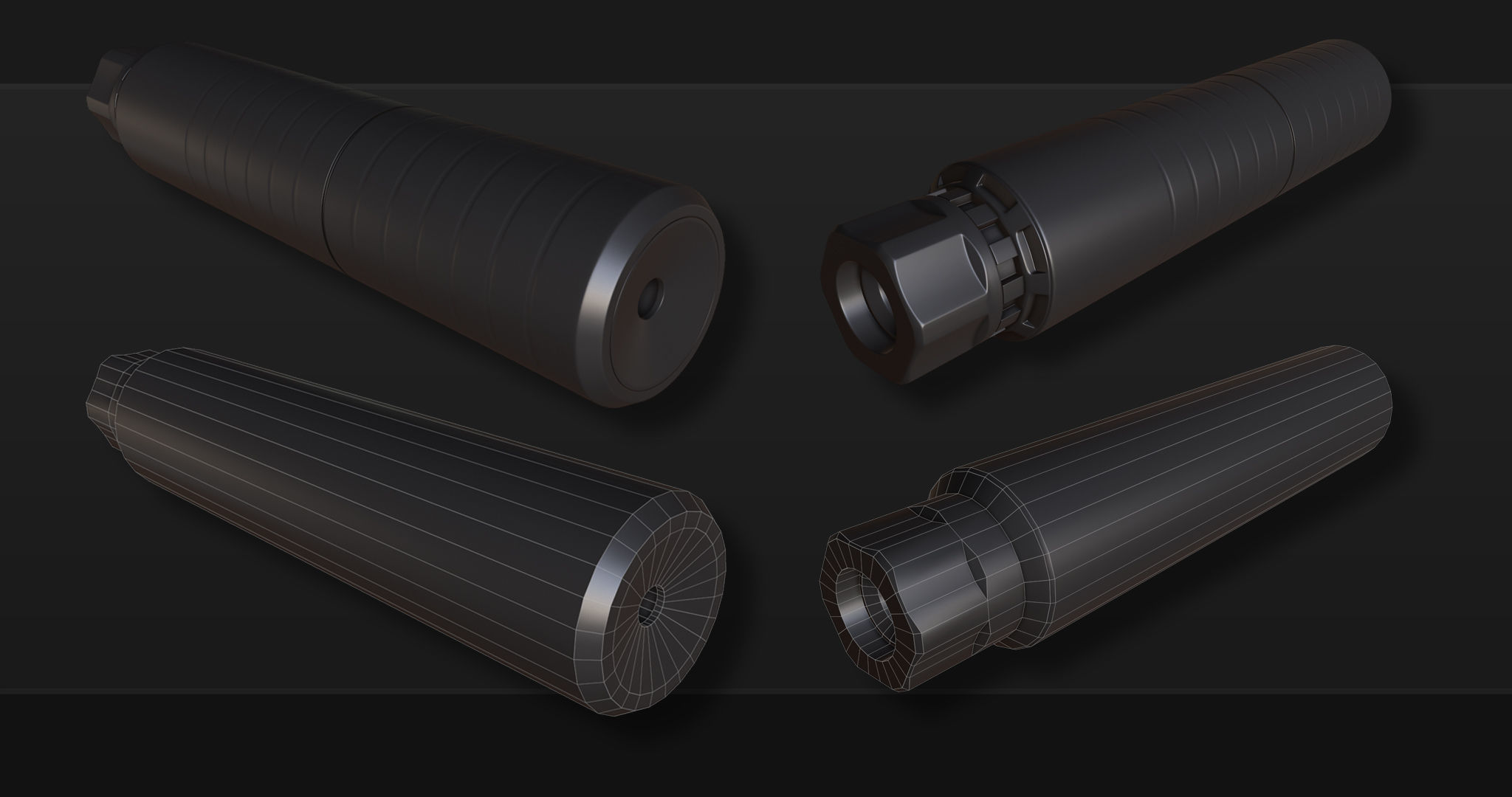 3D Kitbash Silencer Set- Volume 1 Low-poly 3D model_13