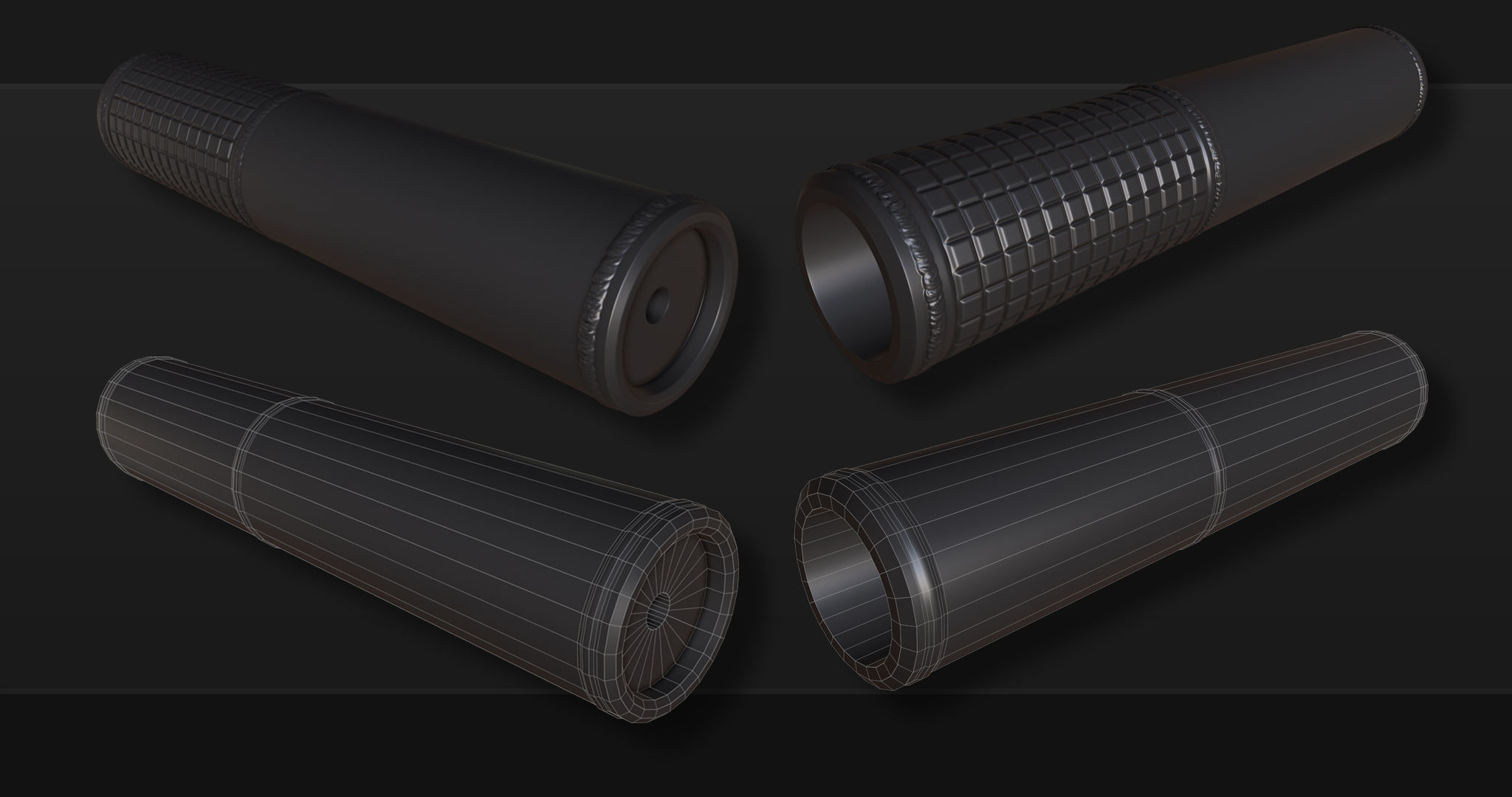 3D Kitbash Silencer Set- Volume 1 Low-poly 3D model_12