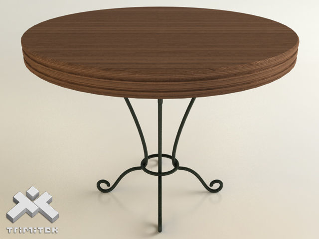Wrought Iron Round Table D100cm 3D model_1
