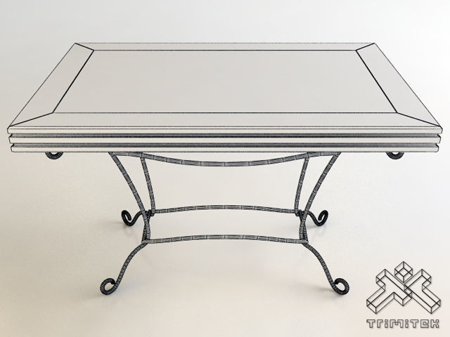 Wrought Iron Table 120x80cm 3D model_2