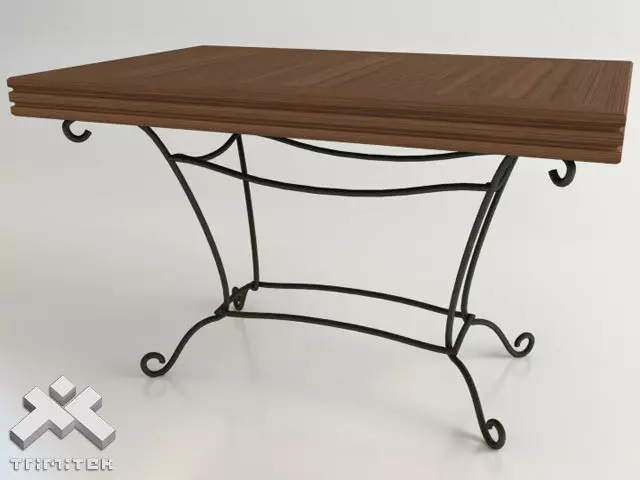 Wrought Iron Table 120x80cm 3D model_0