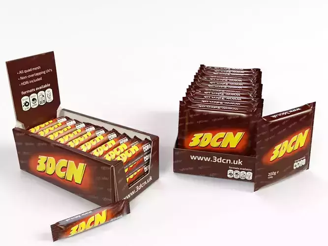 Candy bars with shelf ready display trays lion 3D model