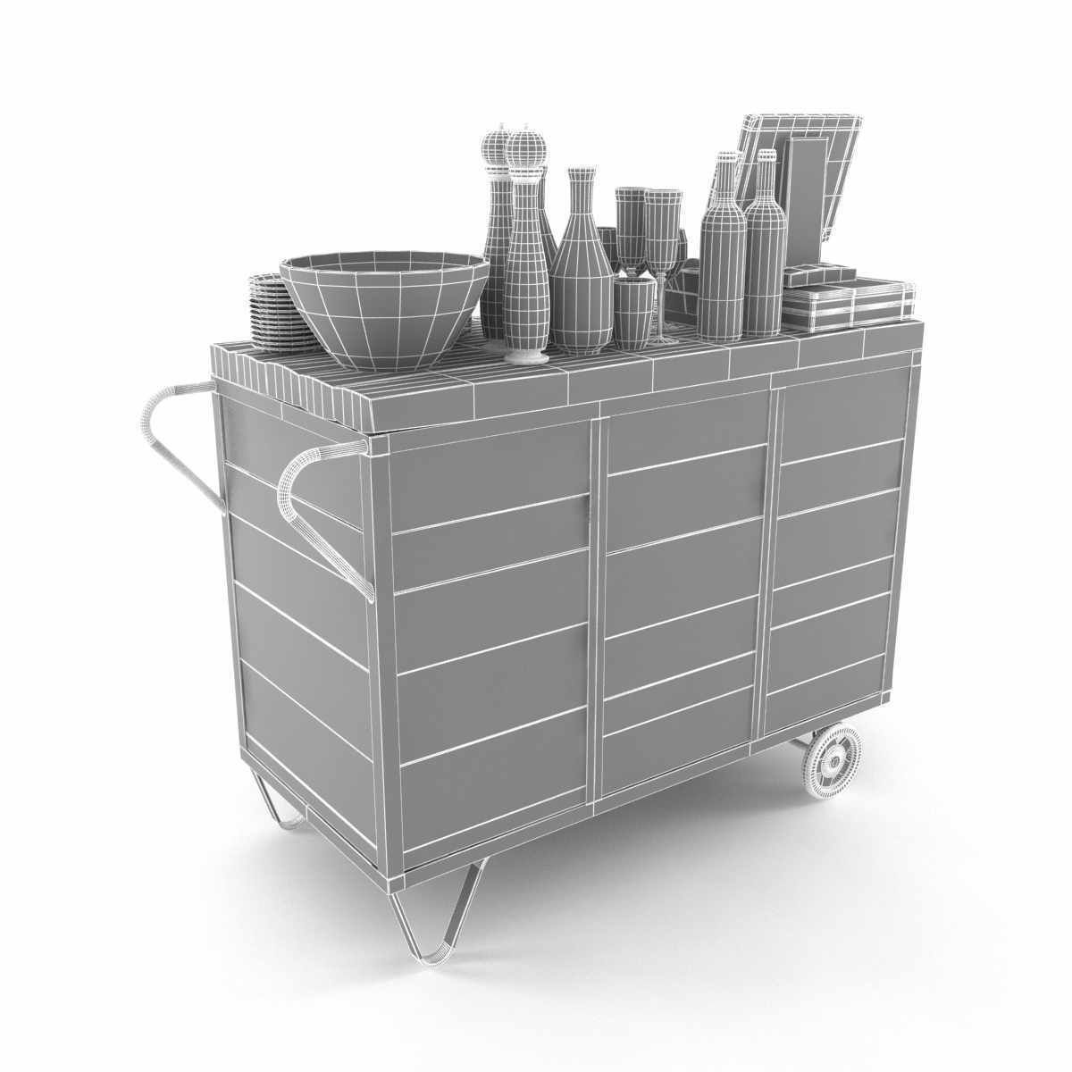 Red Industrial Metal Cupboard waiter station loft style 3d model 3D model_7