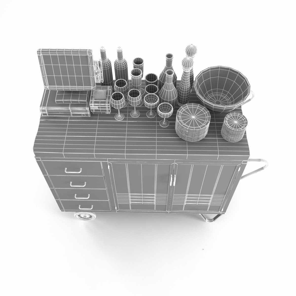 Red Industrial Metal Cupboard waiter station loft style 3d model 3D model_8