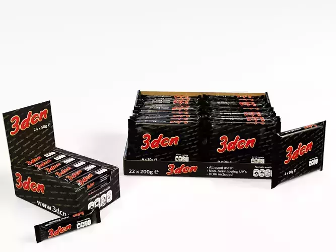 Candy bars with shelf ready display trays mars 3D model