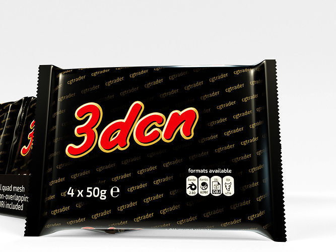 Candy bars with shelf ready display trays mars 3D model 7