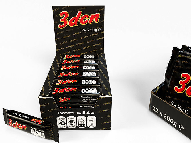 Candy bars with shelf ready display trays mars 3D model 5