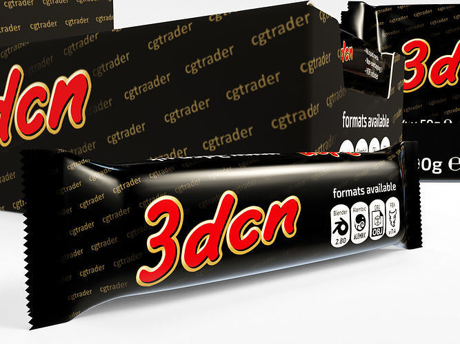 Candy bars with shelf ready display trays mars 3D model 3