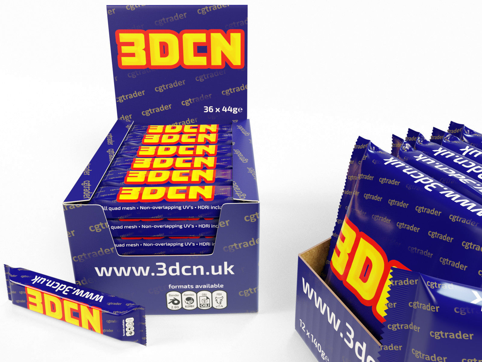 Candy bars with shelf ready display trays yorkie 3D model_4