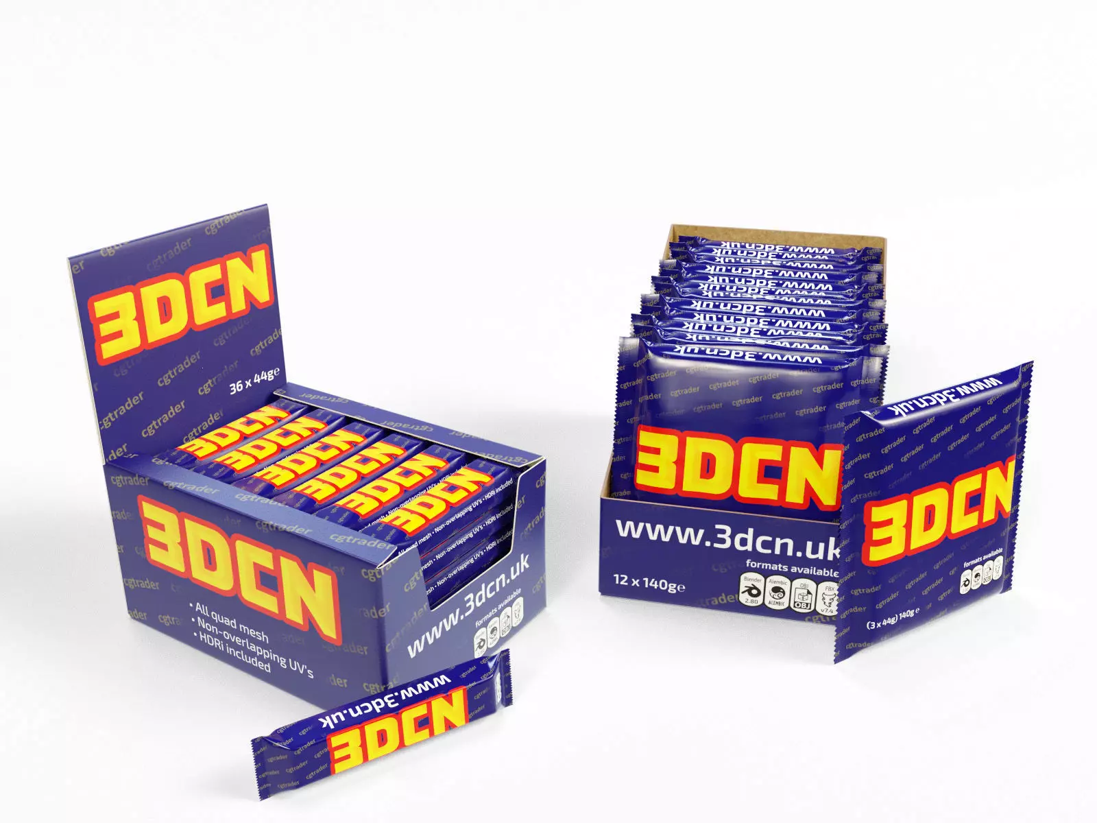 Candy bars with shelf ready display trays yorkie 3D model_0