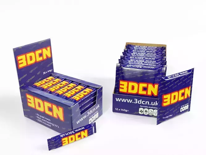 Candy bars with shelf ready display trays yorkie 3D model