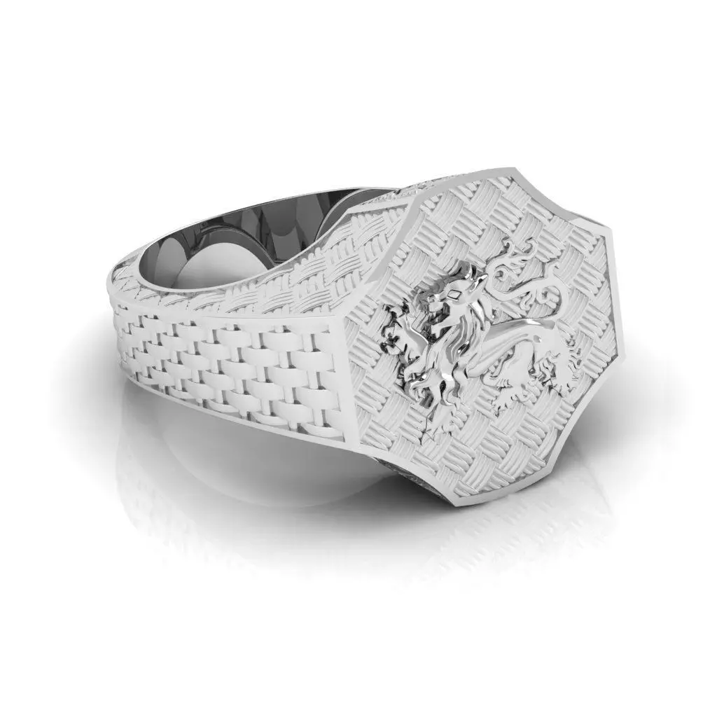 Male signet ring with Lion 3D print model