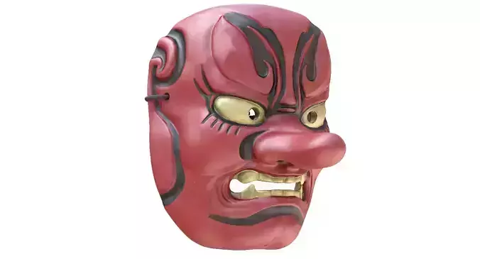 Japanese Mask Tengu Gigaku Low-poly 3D model