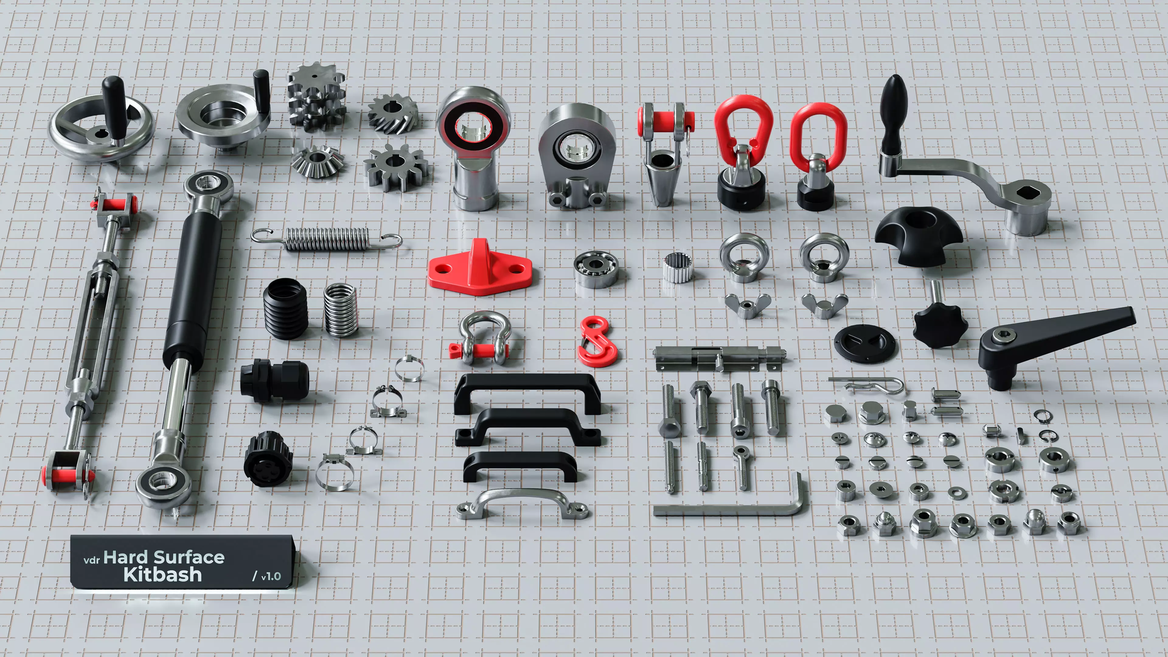 Hard Surface Kitbash Pack - Real Mechanical Components 3D model_0