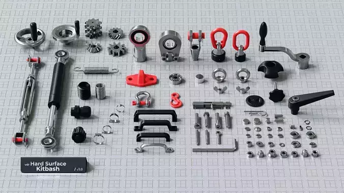 Hard Surface Kitbash Pack - Real Mechanical Components 3D model