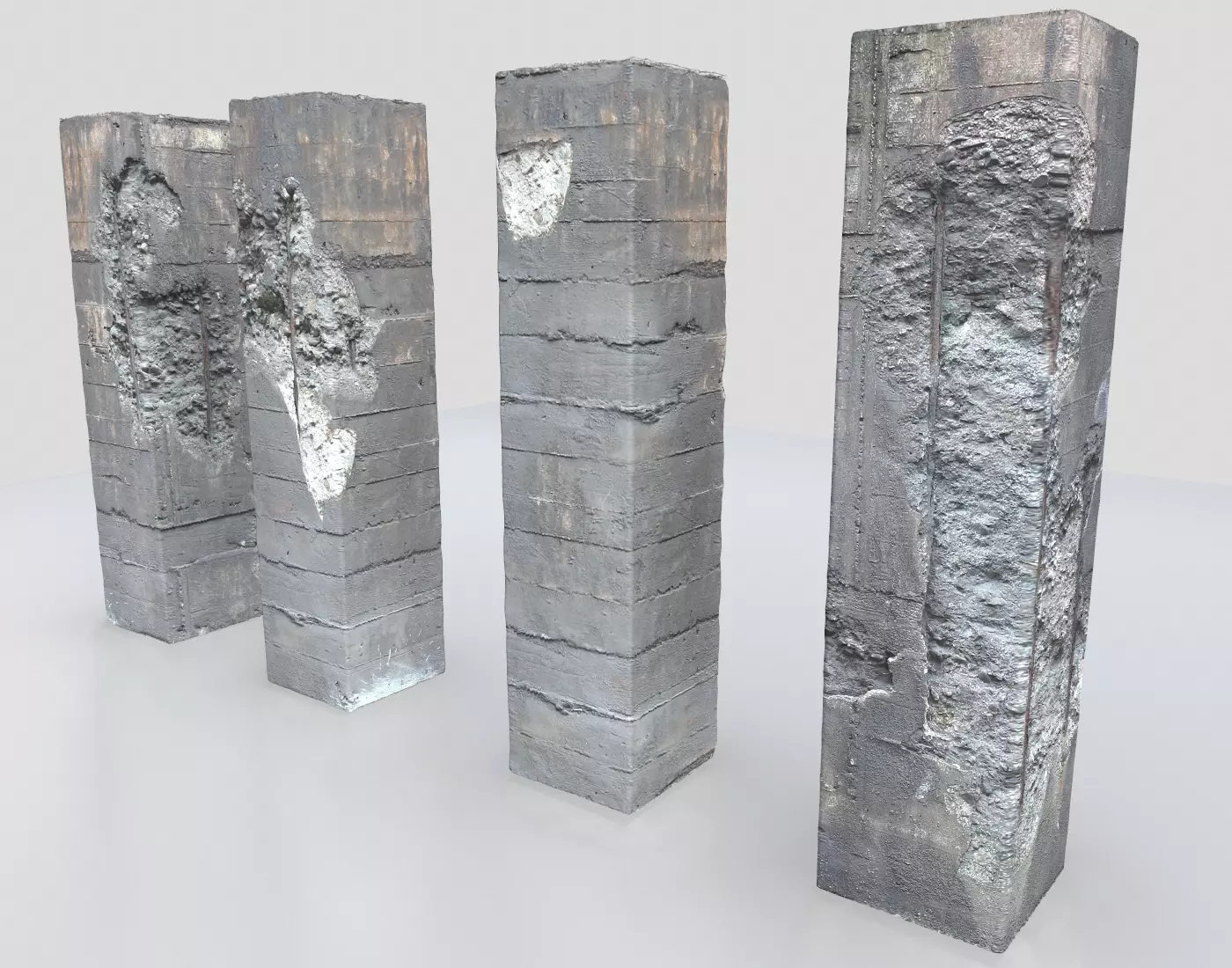 Damaged Columns 1 Low-poly 3D model_0