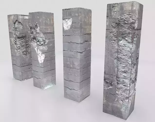 Damaged Columns 1 Low-poly 3D model