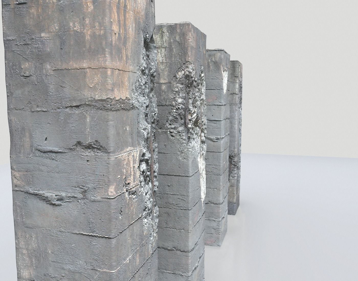 Damaged Columns 1 Low-poly 3D model_7