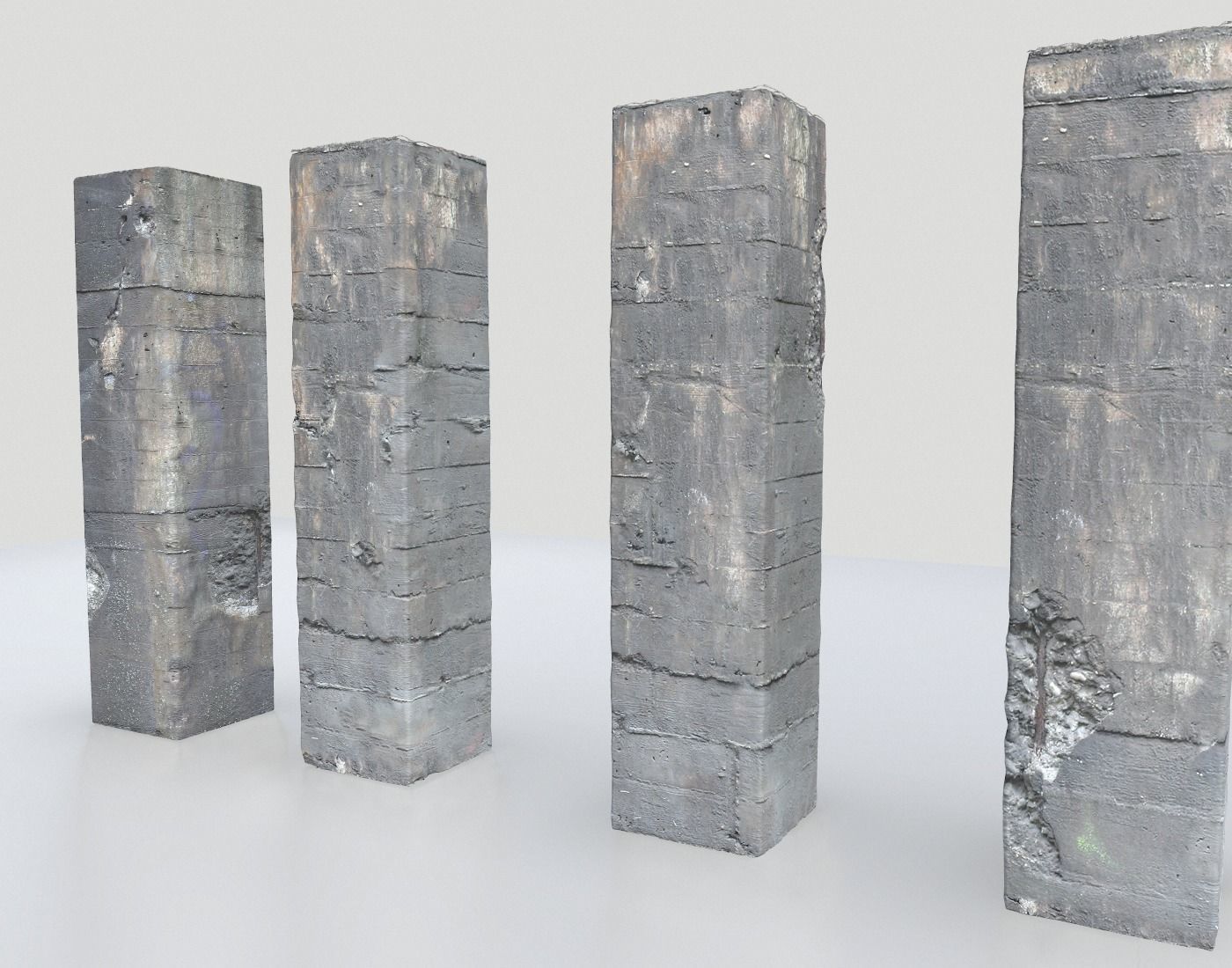 Damaged Columns 1 Low-poly 3D model_3