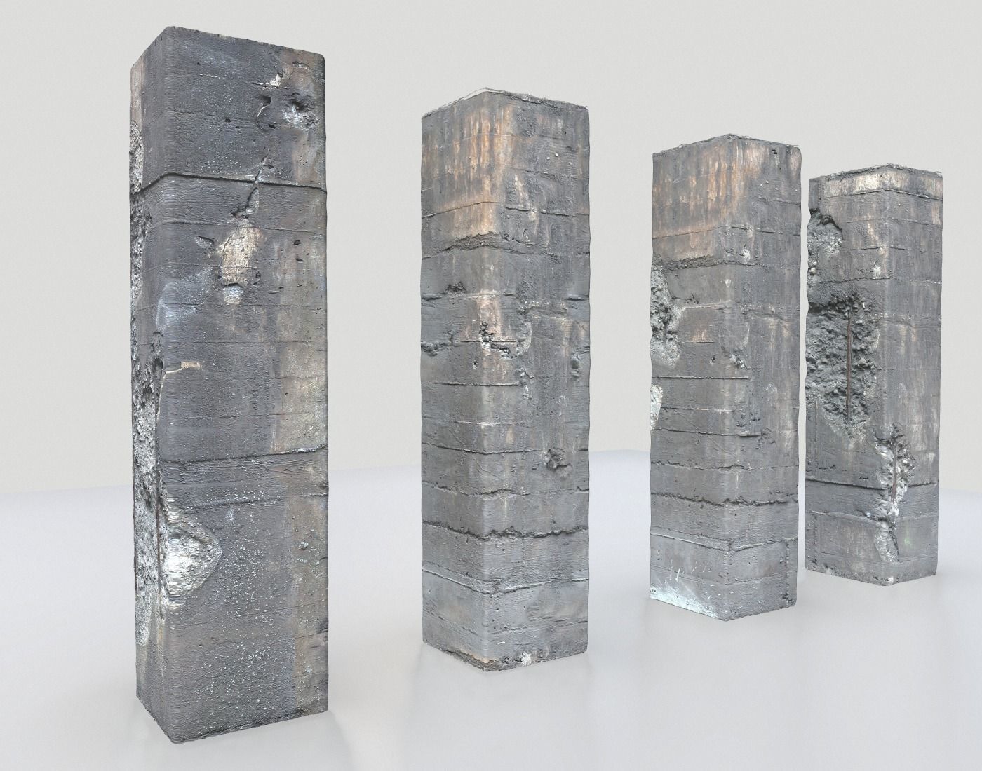 Damaged Columns 1 Low-poly 3D model_4