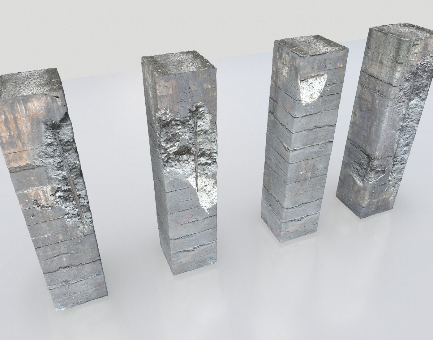 Damaged Columns 1 Low-poly 3D model_8