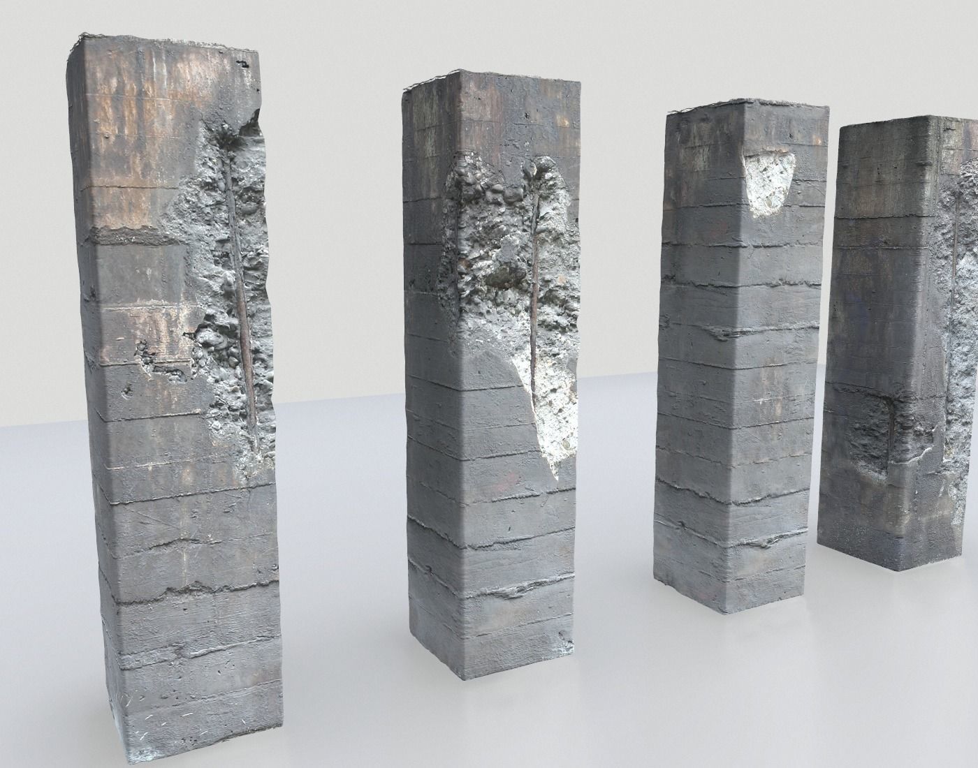 Damaged Columns 1 Low-poly 3D model_2