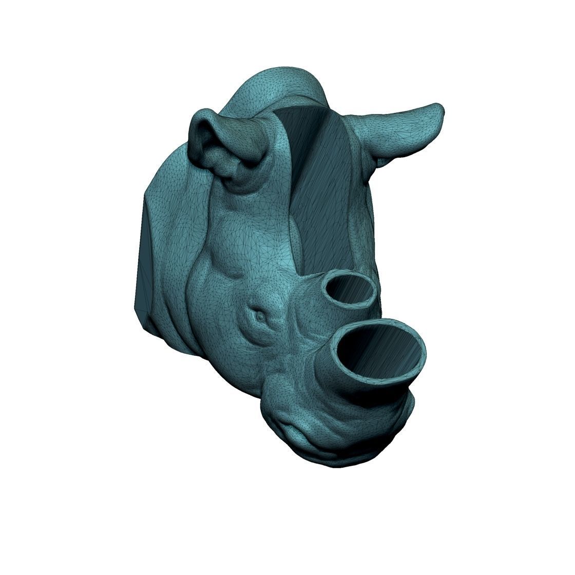 Rhinoceros Head Plant Pot  3D print model_7