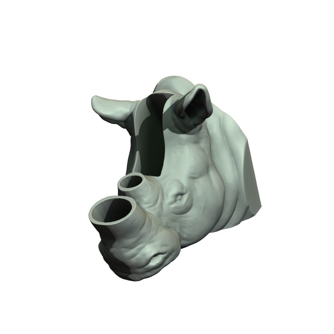 Rhinoceros Head Plant Pot  3D print model_5