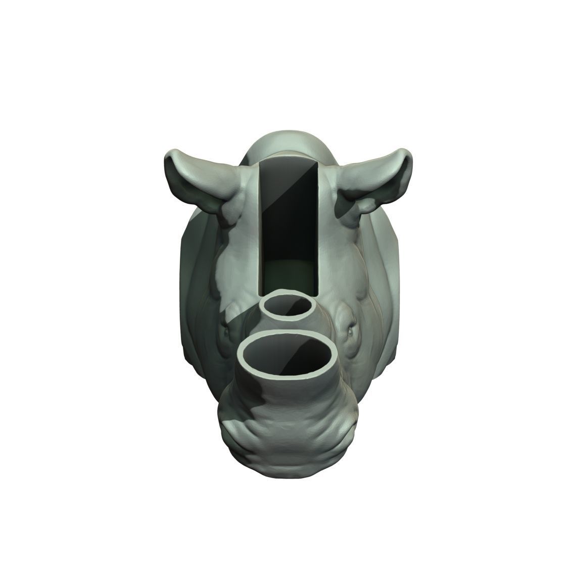 Rhinoceros Head Plant Pot  3D print model_4