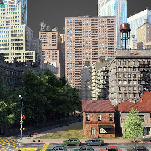Round city C3 Low-poly 3D model 6
