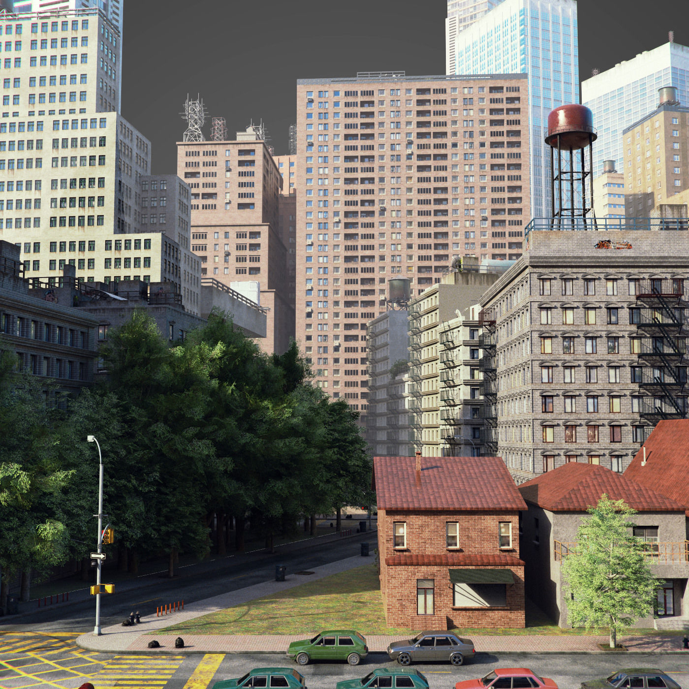 Round city C3 Low-poly 3D model_6