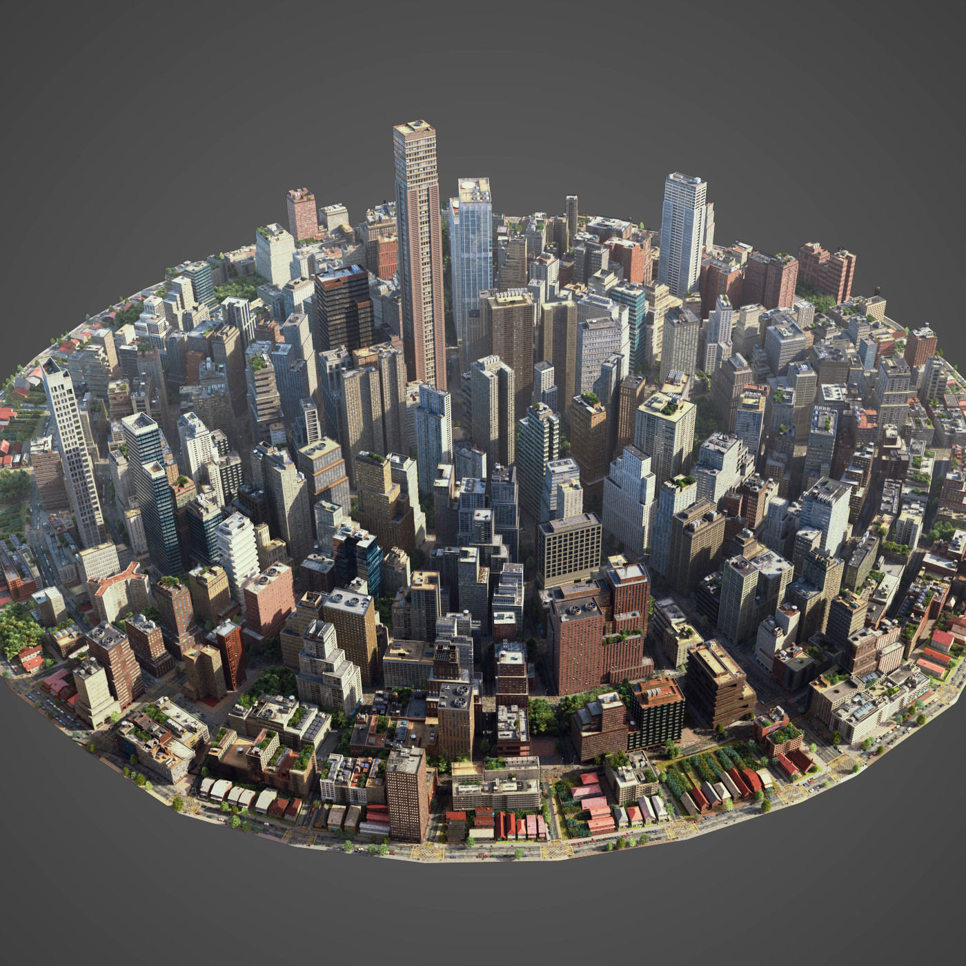 Round city C3 Low-poly 3D model_5